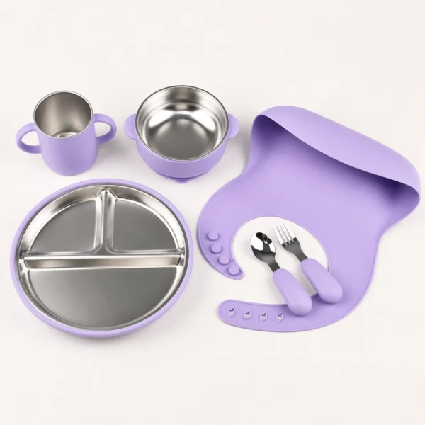 Beblora_Lavender_Feeding_Set_1200x1200_220KB Stainless Steel Baby Feeding Set – 6 Pieces
