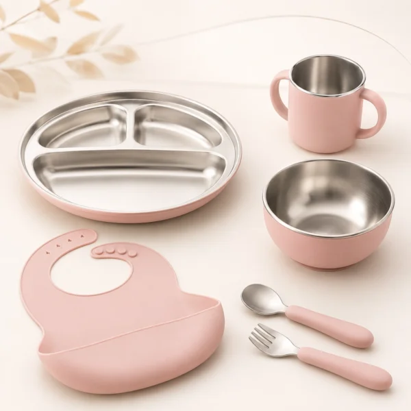 beblora_feeding_set_1200x1200_200-300kb Lavender stainless steel baby feeding set with plate bowl cup bib spoon and fork