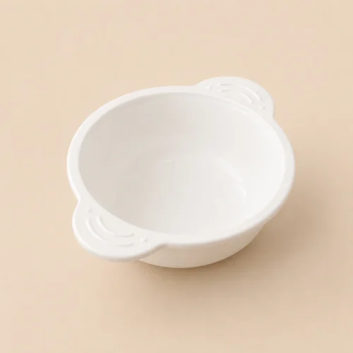 Ceramic Baby Feeding Bowl with Handles – White
