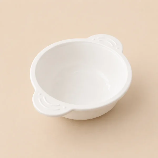 Ceramic Baby Feeding Bowl with Handles – White